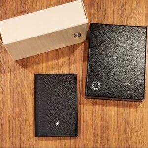 $400 100% Auth Montblanc Meisterstück Leather Card Holder Black Soft Grain